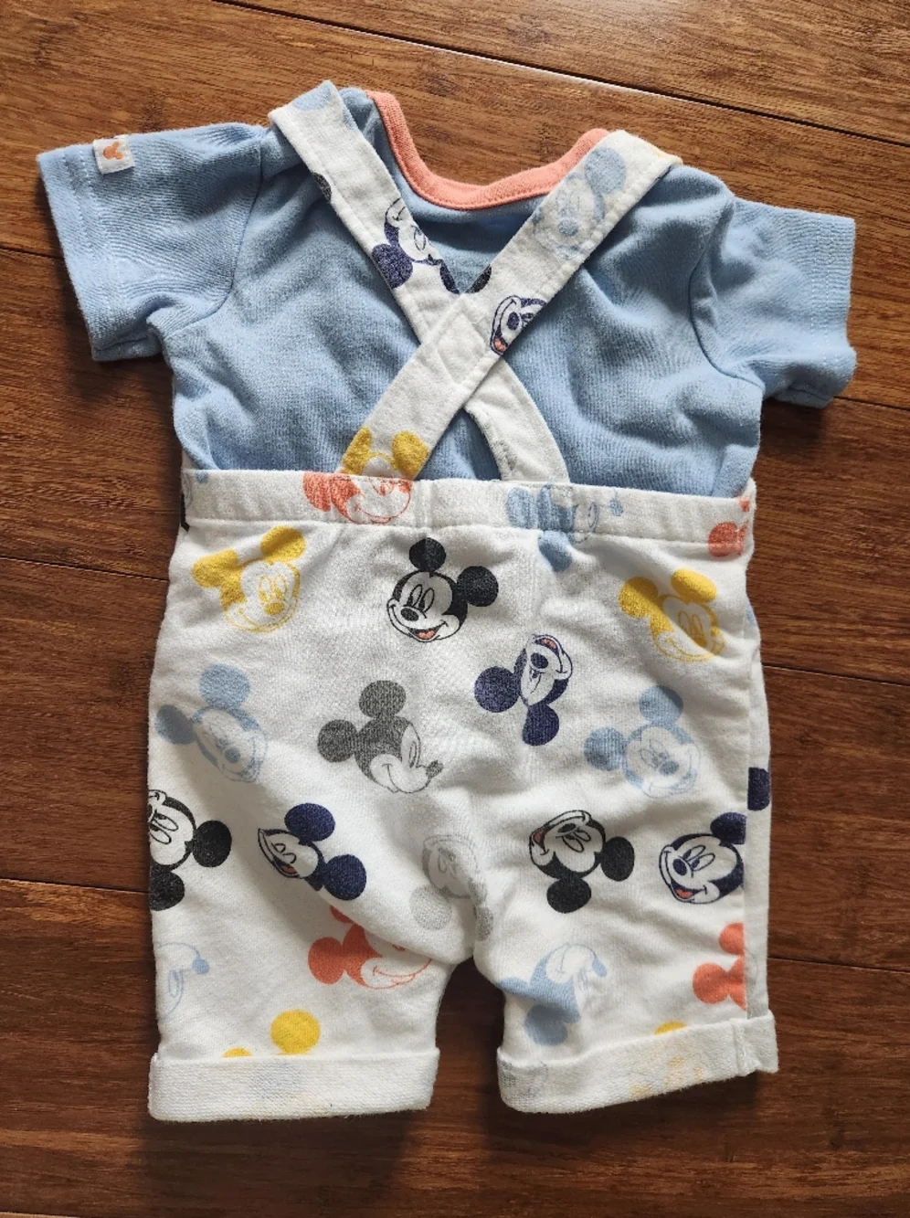 Disney Baby Boy Girl Kids Mickey Mouse Overall Shorts & Shirt Set, 3-6 Months